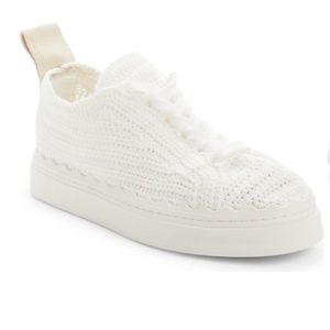 NIB $625 Chloé Lauren Knit Lace-Up Platform Sneaker in 11US / 41EU, WHITE!